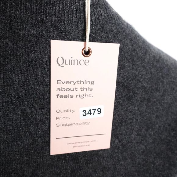 New Quince Charcoal Mongolian Cashmere Turtleneck Midi Sweater Dress Small 3479 - Picture 8 of 12